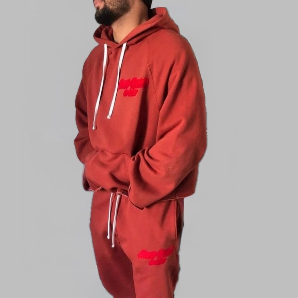 MOST HATED LOS ANGELES VELVET LOGO RAW HEM UNISEX HOODIE SIZE MEDIUM NIP